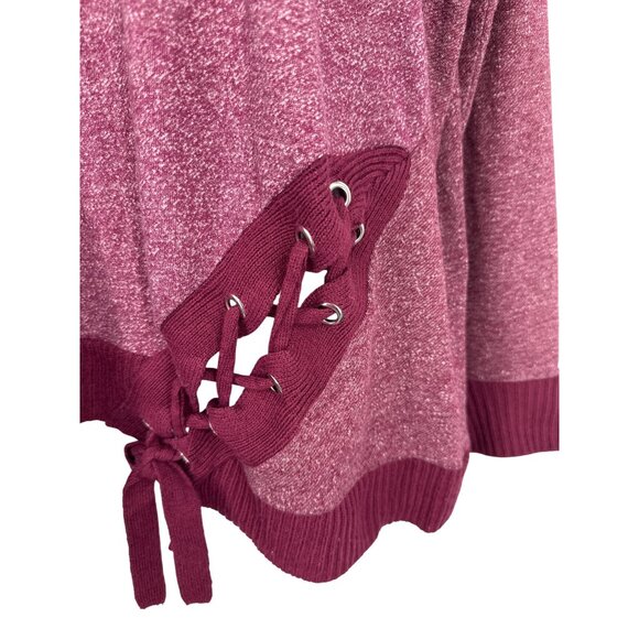Maurices Womens Burgundy Knit Sweater With Lace-Up Hem Detail Size 1 - Picture 3 of 9